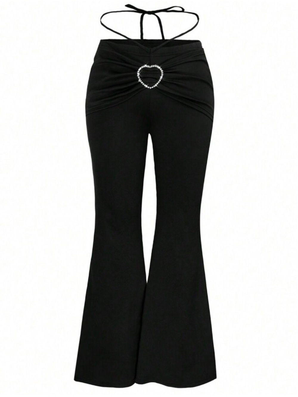 Shein Embellished Heart Ring Link Tie Back Flared Pants Size Medium